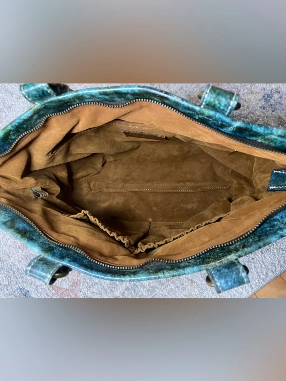 Patricia Nash Talloria Tooled Leather Handbag - Turquoise Western Tote - Picture 7 of 10